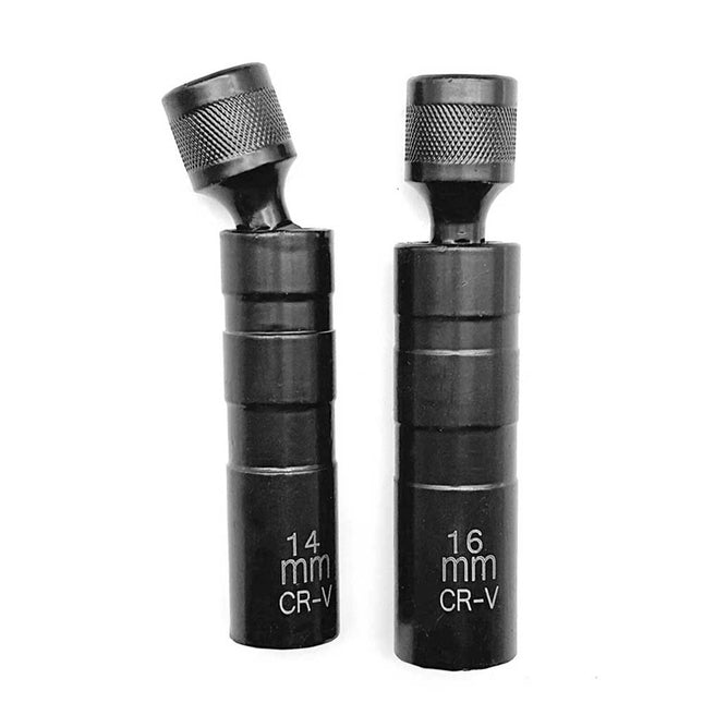 2X Magnetic Thin Wall Swivel Spark Plug Socket Removal Tool 12Pt 14mm+16mm