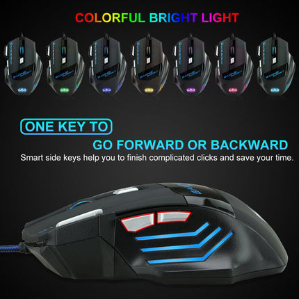 7200 DPI 7-Button Ergonomic Wired USB Gaming Mouse for PC/Mac