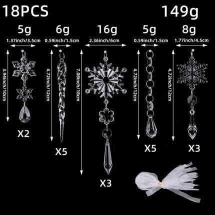 18X Crystal Christmas Ornaments Tree Hanging Snowflake Icicle Pendant Decor