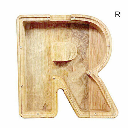 Wooden Piggy Bank, Funny Letter Coin Money Box for Kids & Adults Gift