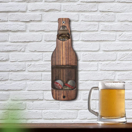 Wall-Mounted Beer Bottle Opener with Cap Catcher for Kitchen & Bar
