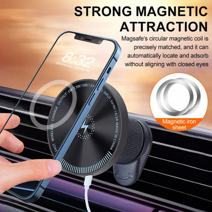 Magnetic Wireless Car Charger Mount Holder for iPhone 15 Phone Charging Stand