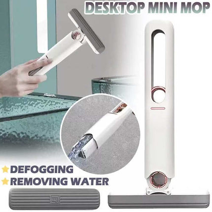 Portable Desktop Glass Cleaner Squeeze Sponge Mop No Hand Washing
