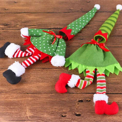 4Pcs Christmas Santa Hat Bottle Toppers Wine Bottle Cover Xmas Table Decor