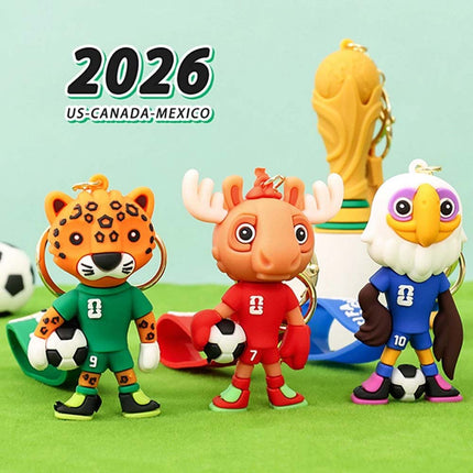 4 Pack 2026 World Cup Mascot Pendant Football Keychain Keyrings