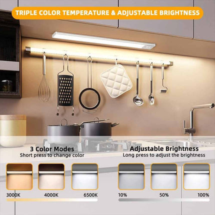 LED PIR Motion Sensor Strip Light Magnetic USB Rechargeable Cabinet