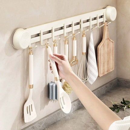 9 Hooks Suction Wall Mounted Coat Hooks, Bathroom Kitchen Utensil Rack