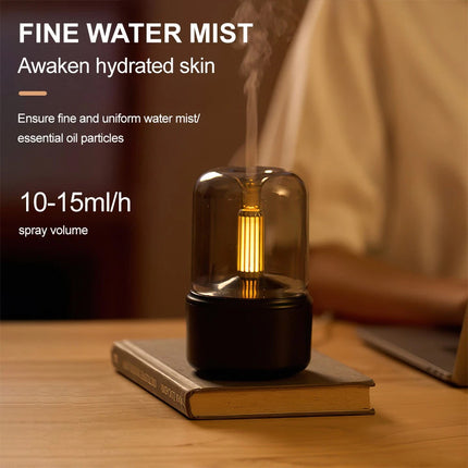 Vintage Black USB Plug-In Candlelight Aroma Diffuser Humidifier 120ml