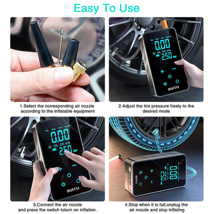 Wireless Digital Tyre Inflator Pump for Car, Portable Touch Control