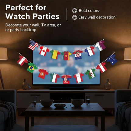 2026 World Cup Jersey Shape Bunting Banner – 49pcs Football Flag Decoration