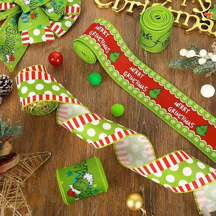 4 Rolls 6 Yards Christmas Green Craft Ribbon Decoration Wrapping Ribbon
