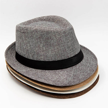 Men Women Summer Fedora Hat Straw Trilby Beach Sun Panama Cap Brim