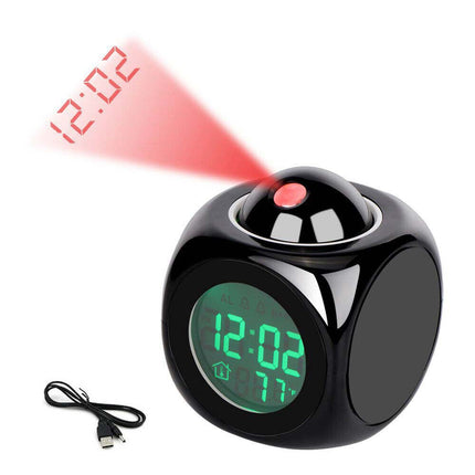 LED Display Projection Clock Temperature Projector Alarm Smart Time Digital