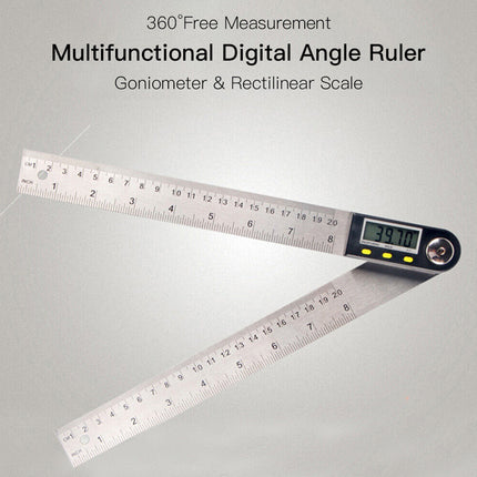 200mm Digital Angle Ruler 360° Stainless Steel Electronic LCD Protractor