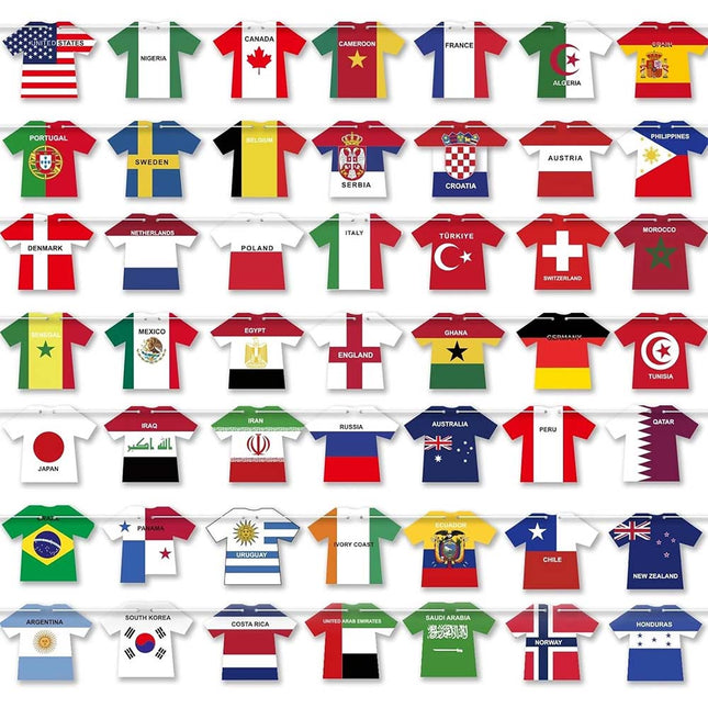 2026 World Cup Jersey Shape Bunting Banner – 49pcs Football Flag Decoration