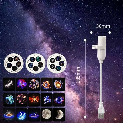 3 Films 15 Pictures Galaxy Projector USB Night Light Projection Lamp