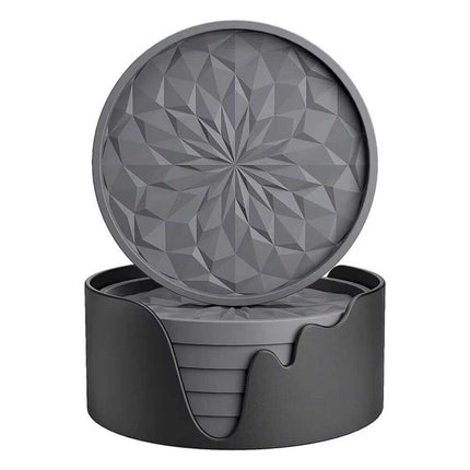 6Pcs Silicone Coasters with Holder, Non-Slip Cup Mats for Drinks & Glasses