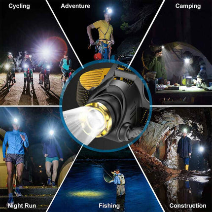 Super Bright USB Rechargeable Headlamp LED Headlight Torch Flashlight