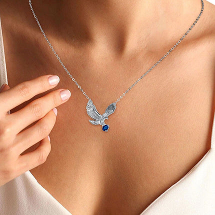 Flying Eagle Pendant Necklace in Silver Plated Blue for European Women