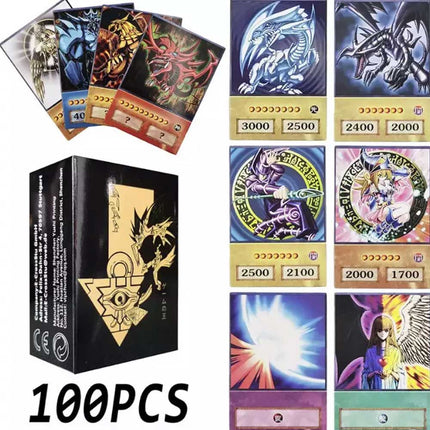 100Pcs YUGI Anime Cards – Blue Eyes, Dark Magician, Exodia, Slifer