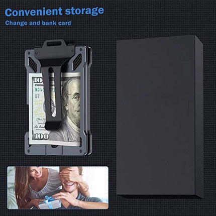 RFID Blocking Aluminum Card Holder Slim Wallet for Men with Money Clip