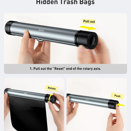 Baseus Car Trash Can Litter Bag Garbage Waste Bin Lid Organizer
