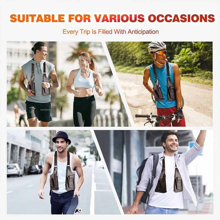 Adjustable Anti-Theft Underarm Shoulder PU Leather Wallet Holster Brown