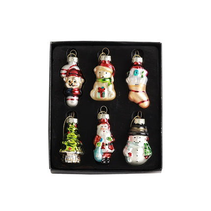 Retro Glass Christmas Tree Hanging Decorations Set of 6 Nostalgic