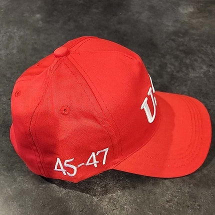 Trump USA 45-47 Embroidered Red White Adjustable Patriotic Cap Hat