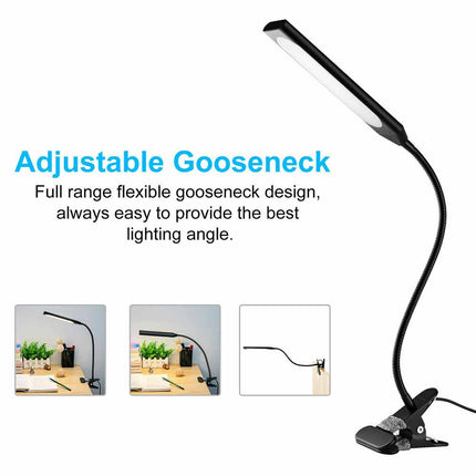 Flexible USB Clip-On Reading Lamp, LED Bedside Desk Light for Night