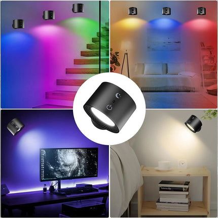 Rechargeable RGB LED Wall Sconce Light Magnetic Mount Remote