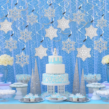 35Pcs Snowflake Swirls Christmas Foil Hanging Ceiling Decor Set Gift