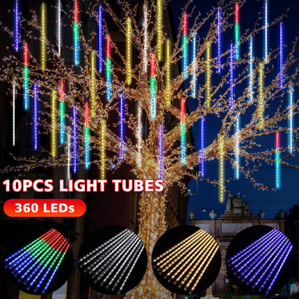 10PCS 50cm Meteor Shower LED Rain Drop String Light, Falling Star Decor