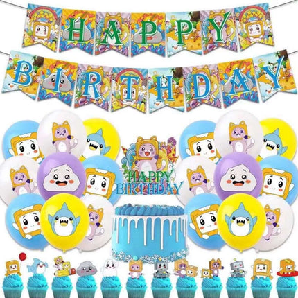 LankyBox Birthday Party Set Balloons Banner Cake Toppers Decor