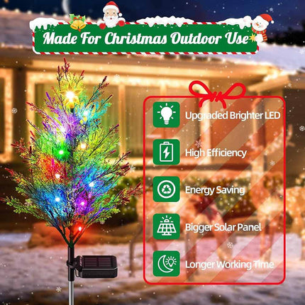 2 Pack Solar Christmas Tree Stake Lights Outdoor Waterproof Multi-Color