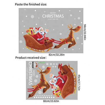 Santa Claus Sleigh Window Decal Xmas Glass Door Vinyl Home Decor