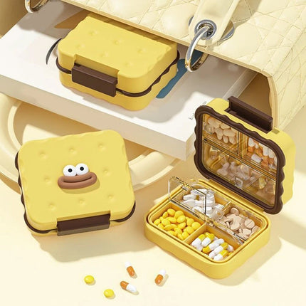 7 Compartment Cute Pill Box, Waterproof Mini Pill Case for Damp-Proof Travel