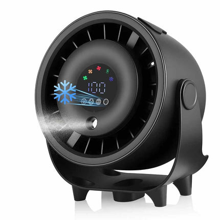 Portable 6000mAh USB Misting Desk Fan, Rechargeable Cooling Fan Black