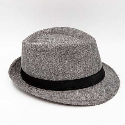 Men Women Summer Fedora Hat Straw Trilby Beach Sun Panama Cap Brim