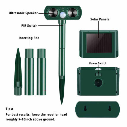 1PC Solar Ultrasonic Pest Repeller Motion Sensor Animal Bird Rat Repellent