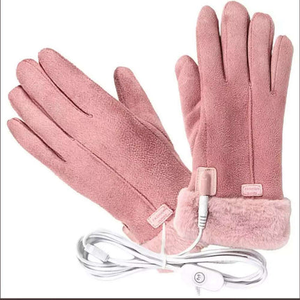 USB Heated Gloves Women Hand Warmer Ladies Winter Warm Gloves