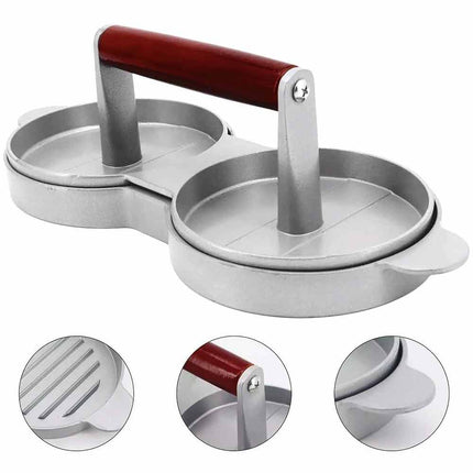 Double Burger Press Hamburger Maker Non-Stick Aluminium Beef Patty BBQ