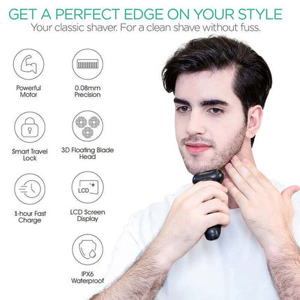 Men's Electric Shaver Dry Wet Cordless Razor USB Rechargeable Rotary