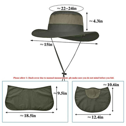 Outdoor Sun UV Protection Fishing Cap Neck Face Flap Hat Wide Brim Summer