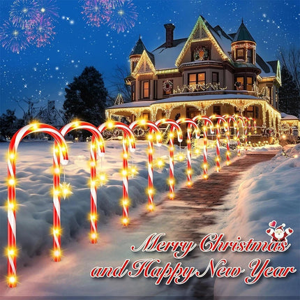 5IN1 Red Solar Christmas LED Lights Candy Cane Path Garden Decor