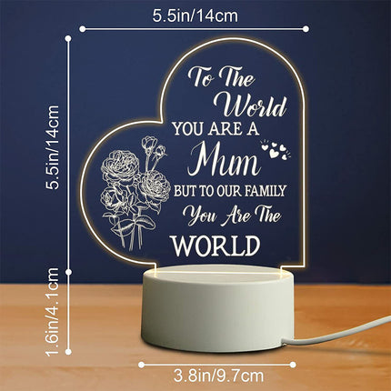 Mother's Day Night Light USB Bedside Lamp Gift for Mum Mummy