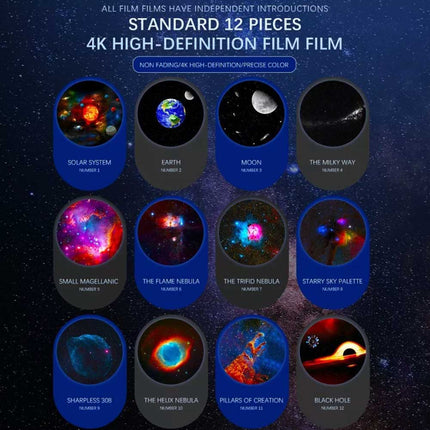 Astronaut Rocket Galaxy Projector Star Sky Night Light 12 Films Space