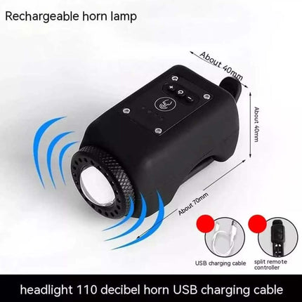 Mountain Bike Light Electronic Horn Bell USB Rechargeable Bicycle Alarm