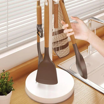 Rotatable Kitchen Tool Holder Utensil Stand for Spoon Spatulas Whisks