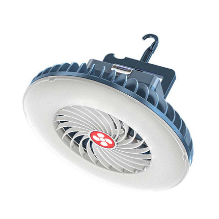 Portable Solar Fan 1200mAh Rechargeable Camping LED Lantern Light Tent